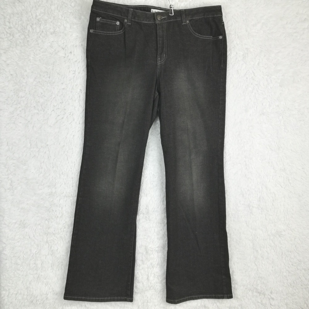 L. A. Blues Womens Jeans Rodeo Boot Cut Black Wash Denim‎ High Rise Plus 3